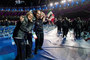 CERIMONIA APERTURA LONDRA 2012 - a sx Bellito Scheila e a dx Ercolin Susan - Fisioterapiste Nazionale italiana