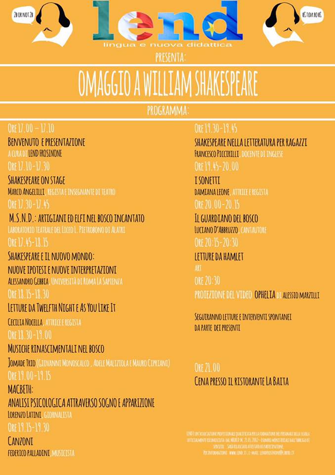 programma omaggio shakespeare