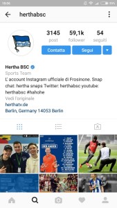 Hertha Berlino Instagram