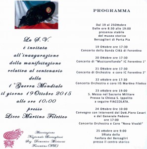 Bersaglieri Cerimonie ottobre programma bass